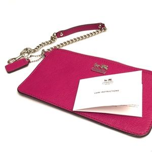 Magenta Coach Wristlet w/Silver Hardware NWOT